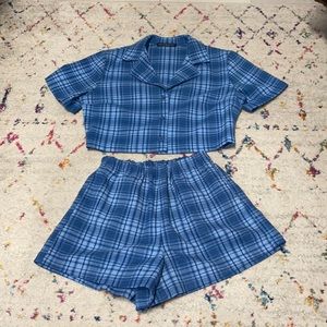 brandy melville blue plaid set!